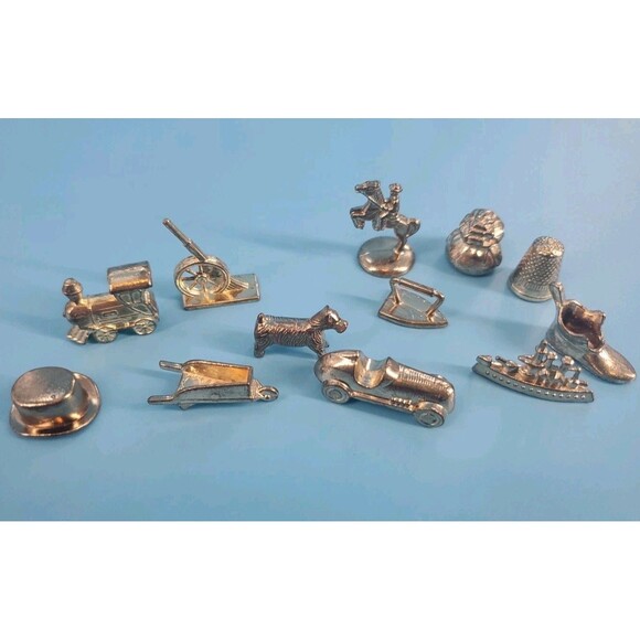 Monopoly Replacement Gold Tone Tokens 12 PcCollectible Metal Board Game Parts - Picture 2 of 6